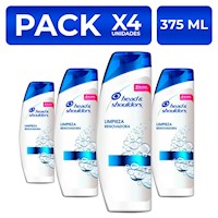 Head&Shoulders Shampoo Limpieza Renovadora 375ml PackX4